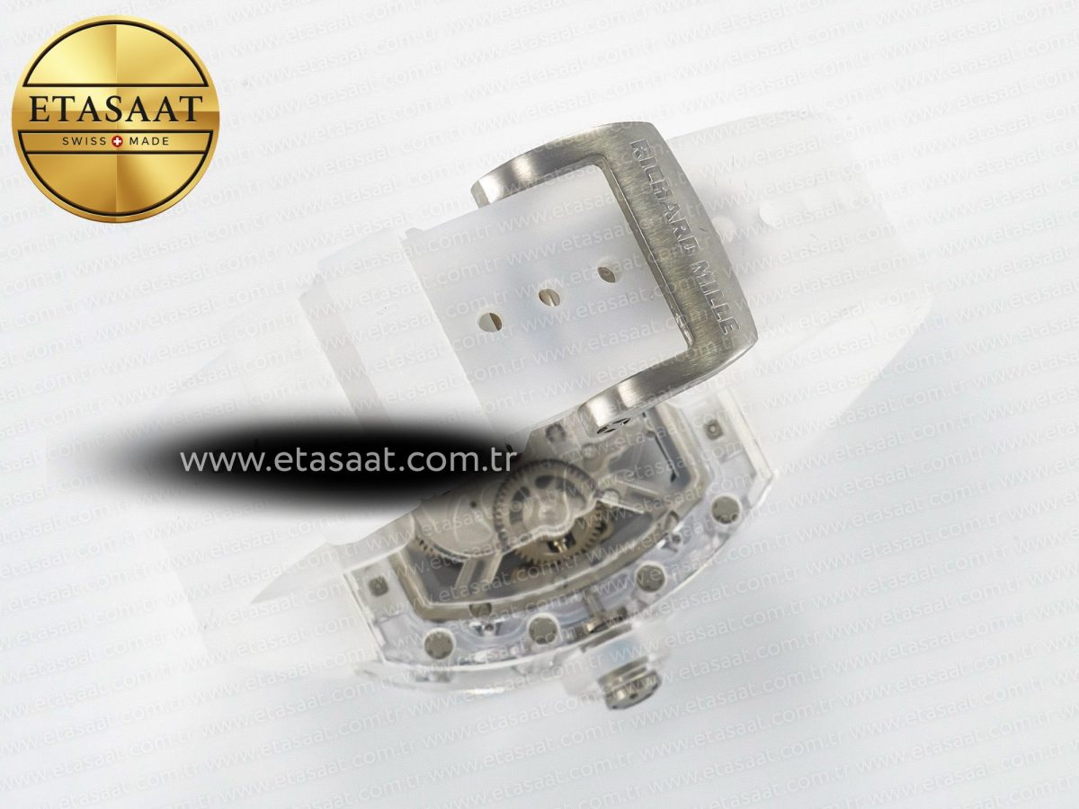 Richard Mille RM52-01 White Transparent Tourbillon MSF Best Edition Skull Dial on White Rubber Strap - Görsel 15