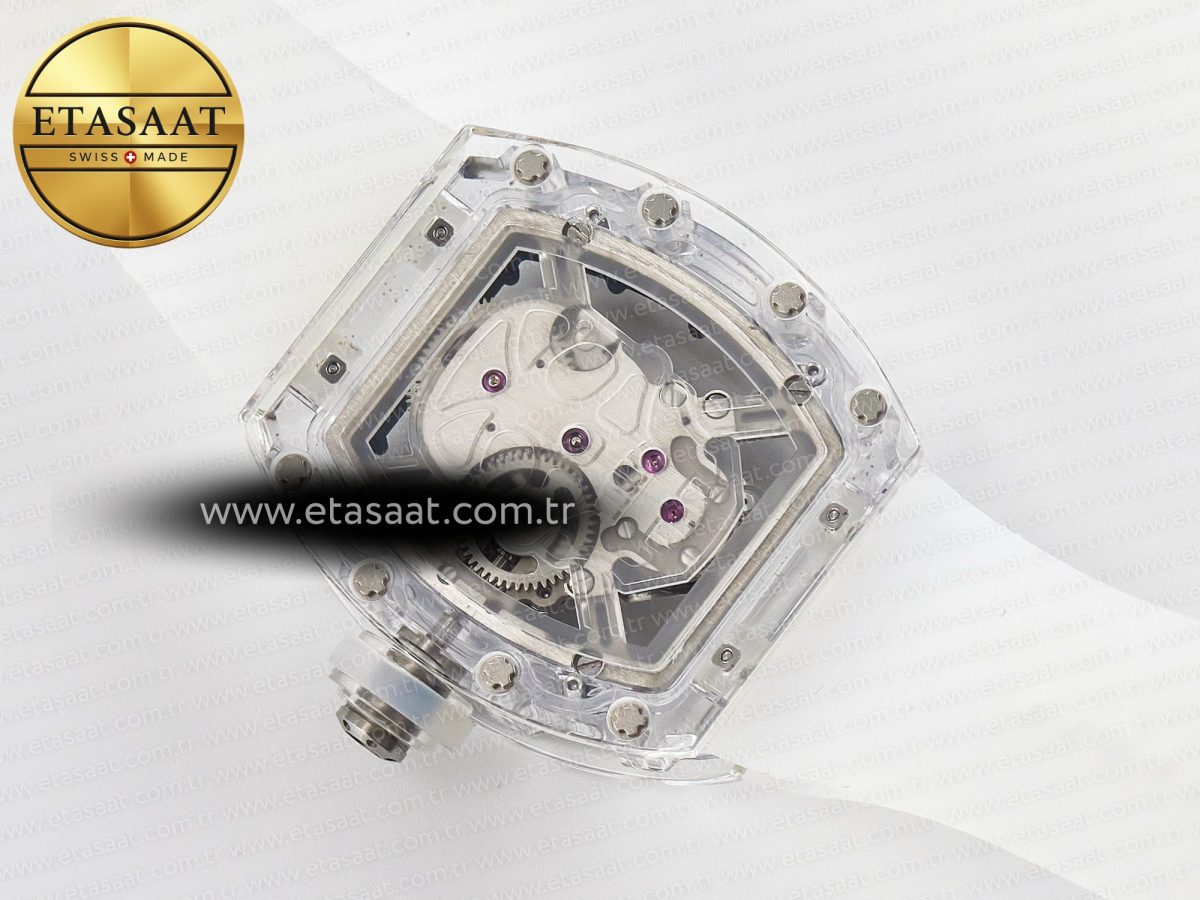 Richard Mille RM52-01 White Transparent Tourbillon MSF Best Edition Skull Dial on White Rubber Strap - Görsel 16
