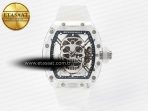 Richard Mille RM52-01 White Transparent Tourbillon MSF Best Edition Skull Dial on White Rubber Strap - Görsel 3