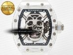 Richard Mille RM52-01 White Transparent Tourbillon MSF Best Edition Skull Dial on White Rubber Strap - Görsel 4