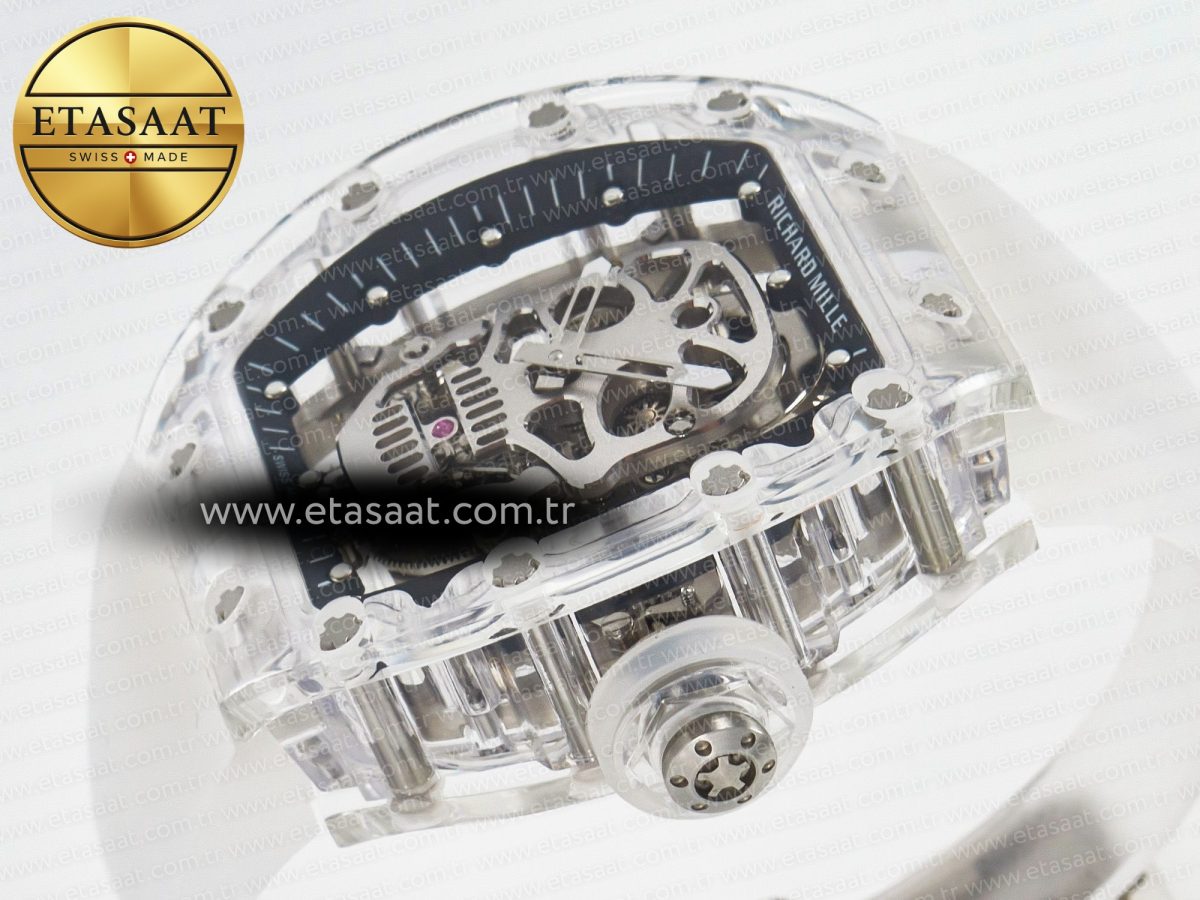 Richard Mille RM52-01 White Transparent Tourbillon MSF Best Edition Skull Dial on White Rubber Strap - Görsel 6