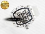 Richard Mille RM52-01 White Transparent Tourbillon MSF Best Edition Skull Dial on White Rubber Strap - Görsel 8