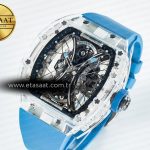 Richard Mille RM53-02 Transparent Tourbillon RMF Best Edition Skeleton Dial on Blue Rubber Strap