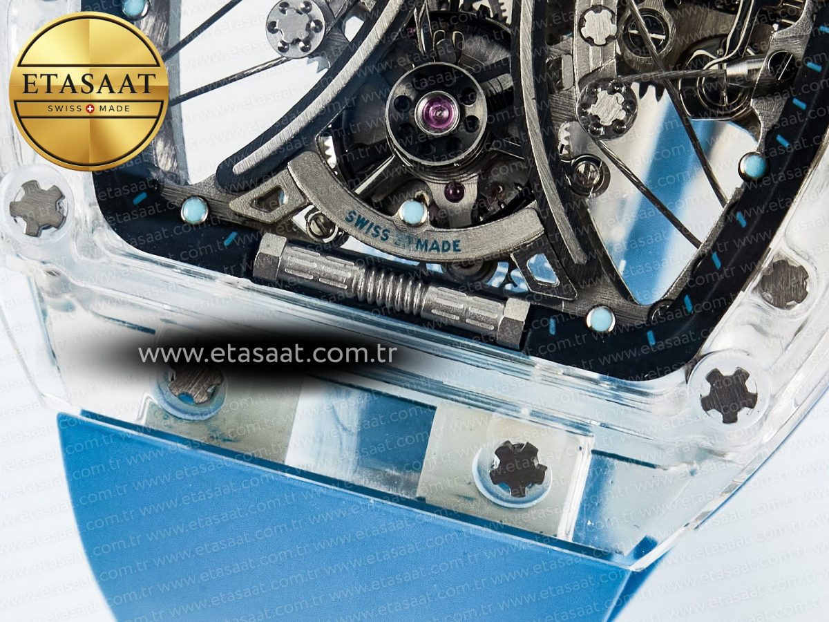 Richard Mille RM53-02 Transparent Tourbillon RMF Best Edition Skeleton Dial on Blue Rubber Strap - Görsel 12