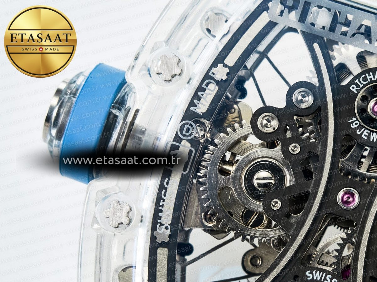 Richard Mille RM53-02 Transparent Tourbillon RMF Best Edition Skeleton Dial on Blue Rubber Strap - Görsel 18