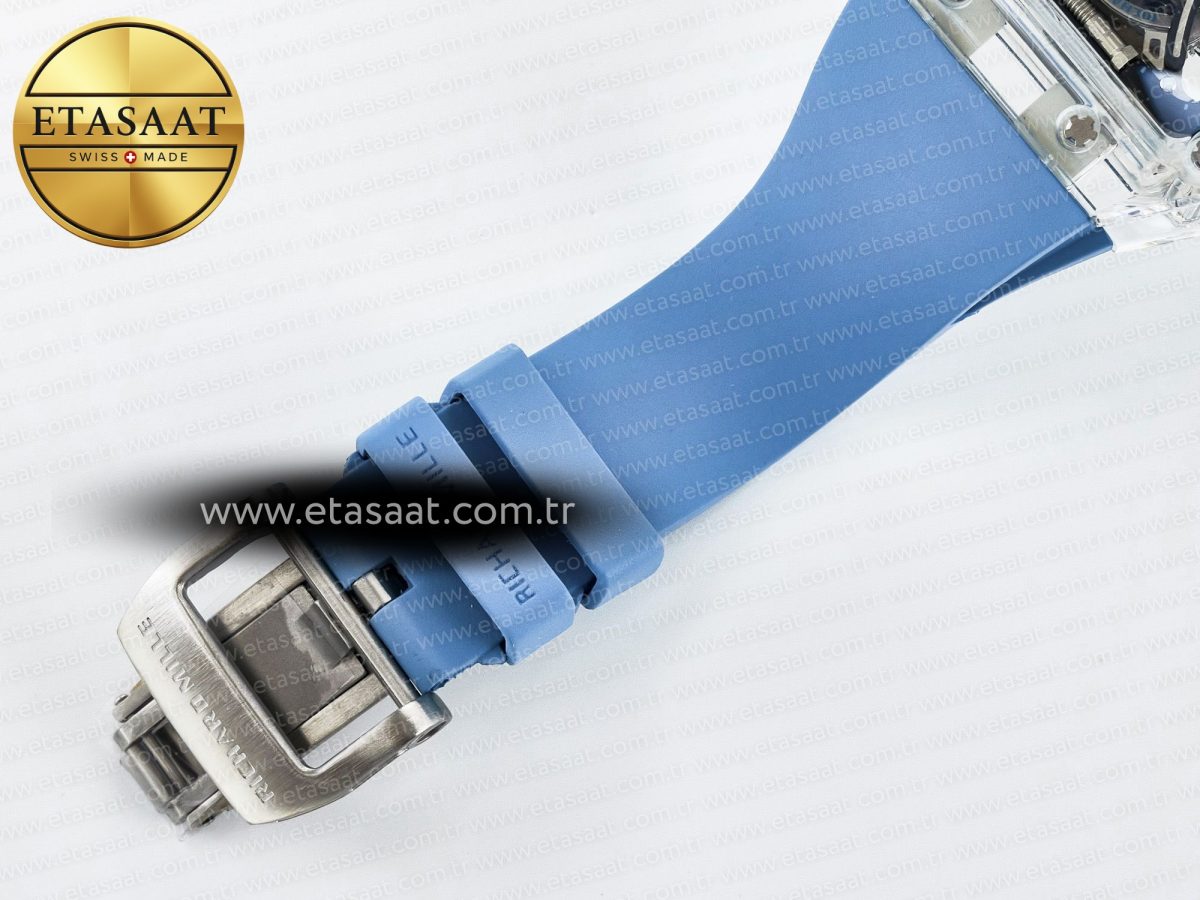 Richard Mille RM53-02 Transparent Tourbillon RMF Best Edition Skeleton Dial on Blue Rubber Strap - Görsel 21