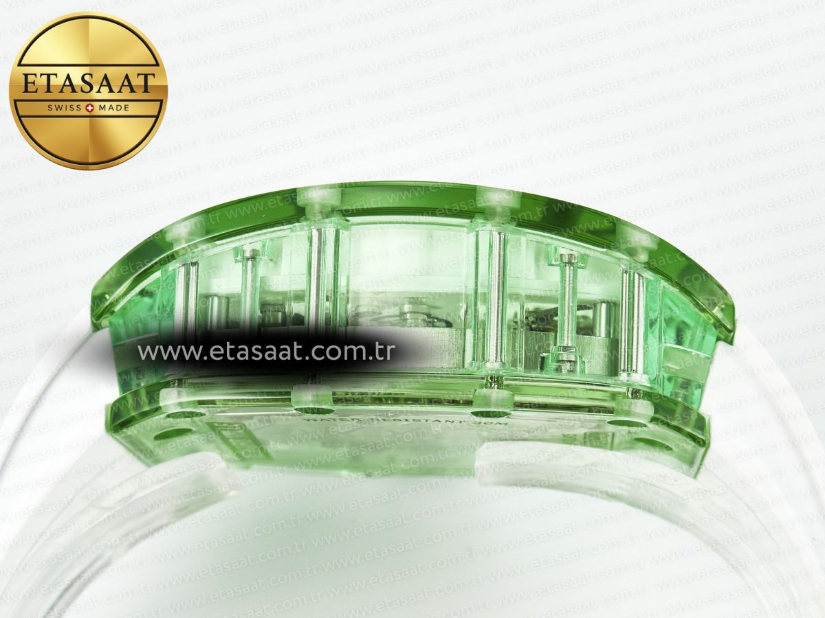 Richard Mille RM56-01 Green Transparent Tourbillon RMF Best Edition Skeleton Dial on White Rubber Strap - Görsel 15