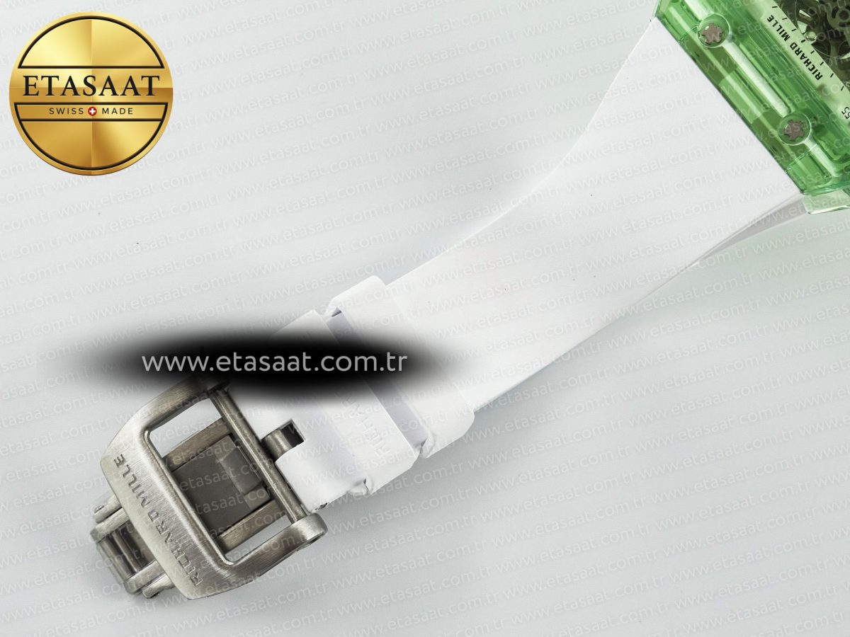 Richard Mille RM56-01 Green Transparent Tourbillon RMF Best Edition Skeleton Dial on White Rubber Strap - Görsel 23