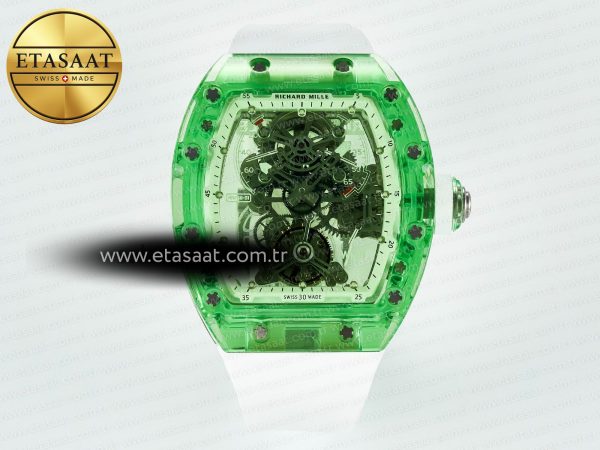 Richard Mille RM56-01 Yeşil Şeffaf Tourbillon RMF Kauçuk Eta Saat - Görsel 3 - 1:1 Süper Klon Saat