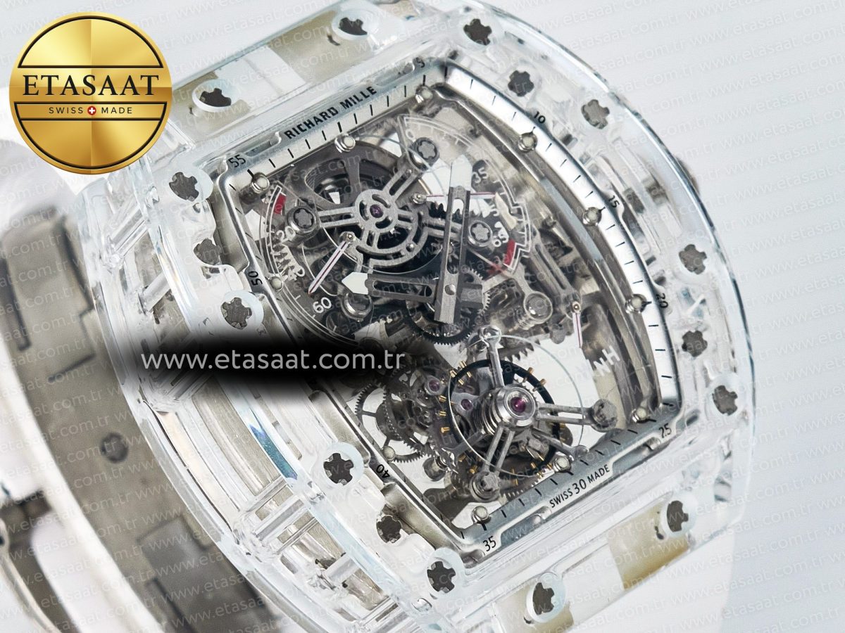 Richard Mille RM56-01 Transparent Tourbillon RMF Best Edition Skeleton Dial on White Rubber Strap - Görsel 5