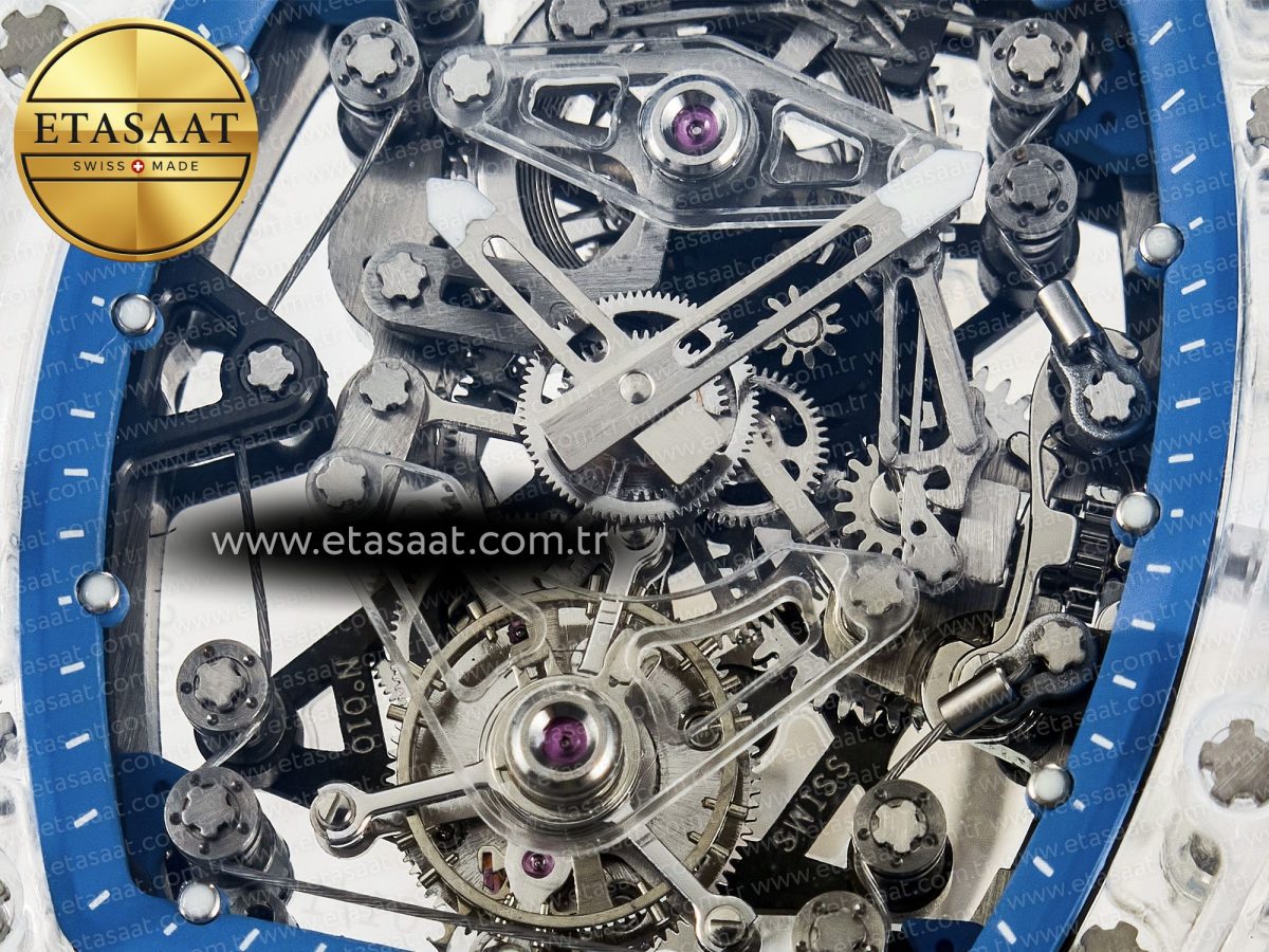 Richard Mille RM56-02 Transparent Tourbillon RMF Best Edition Skeleton Blue Dial on Transparent Rubber Strap - Görsel 11