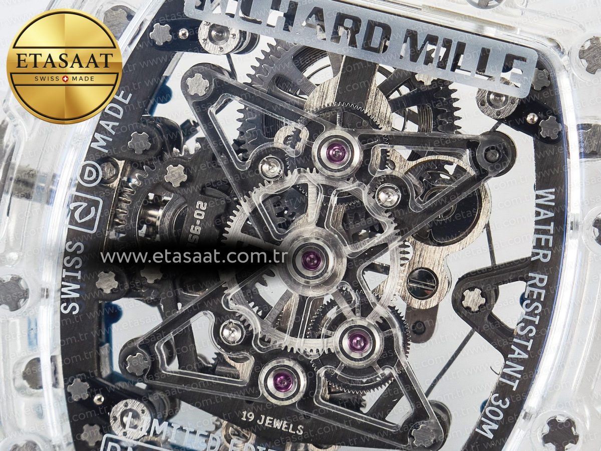Richard Mille RM56-02 Transparent Tourbillon RMF Best Edition Skeleton Blue Dial on Transparent Rubber Strap - Görsel 17