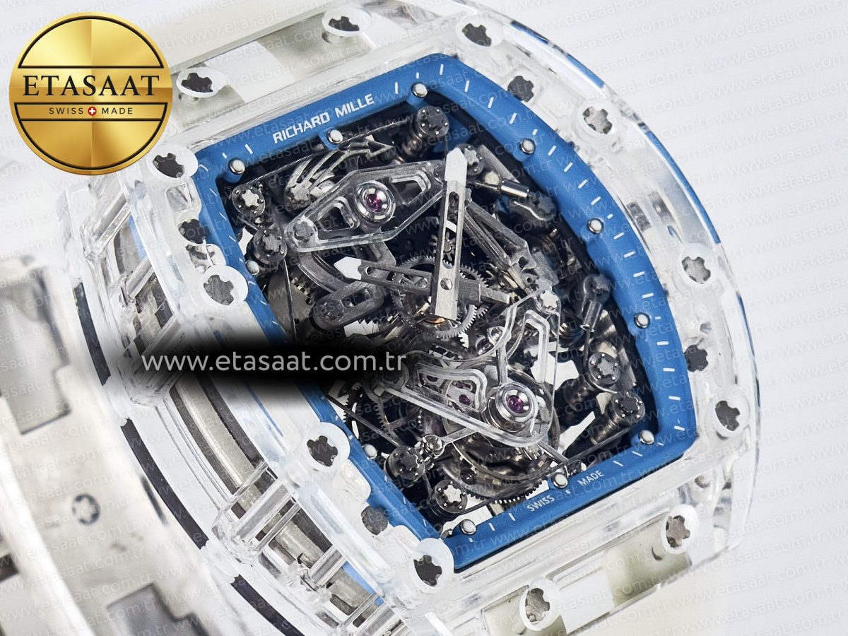 Richard Mille RM56-02 Transparent Tourbillon RMF Best Edition Skeleton Blue Dial on Transparent Rubber Strap - Görsel 5