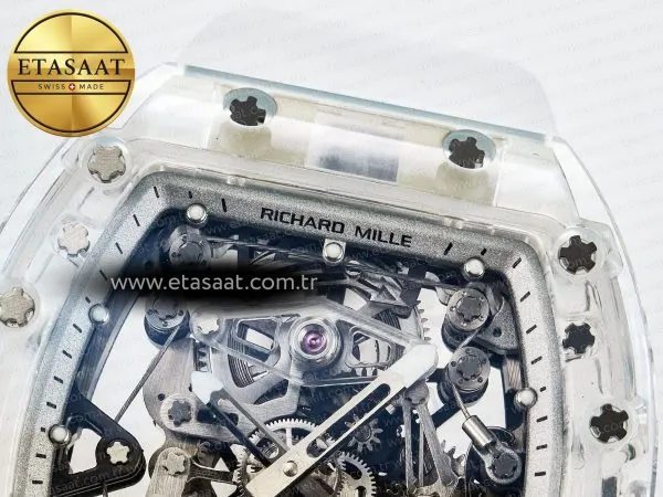Richard Mille RM56-02 Şeffaf Tourbillon Beyaz Kauçuk Eta Saat - Görsel 9 - 1:1 Süper Klon Saat