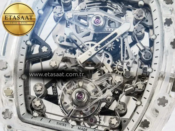 Richard Mille RM56-02 Şeffaf Tourbillon Beyaz Kauçuk Eta Saat - Görsel 10 - 1:1 Süper Klon Saat
