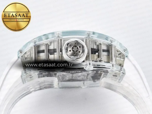 Richard Mille RM56-02 Şeffaf Tourbillon Beyaz Kauçuk Eta Saat - Görsel 13 - 1:1 Süper Klon Saat