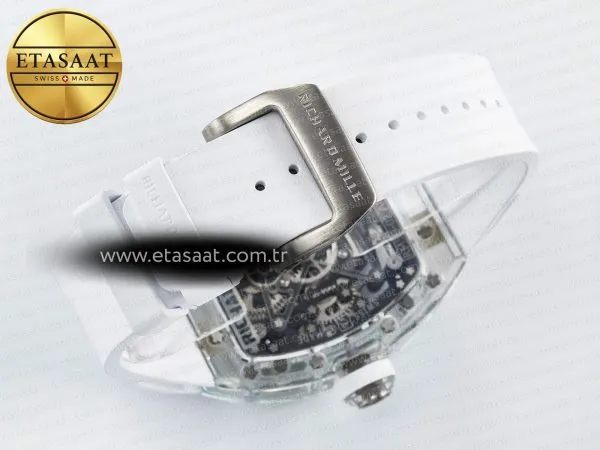 Richard Mille RM56-02 Şeffaf Tourbillon Beyaz Kauçuk Eta Saat - Görsel 14 - 1:1 Süper Klon Saat