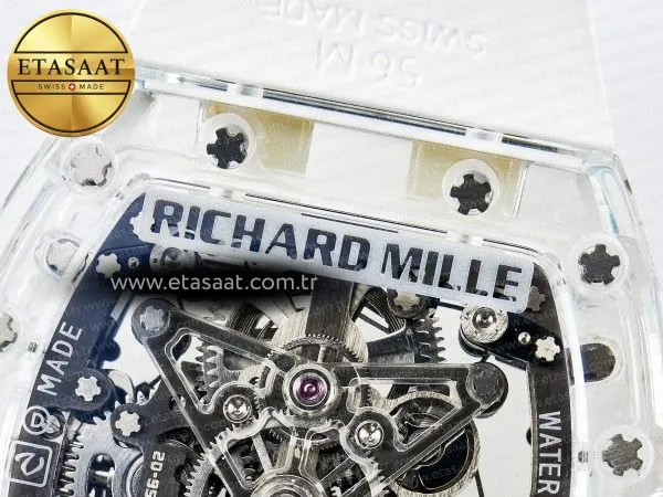 Richard Mille RM56-02 Şeffaf Tourbillon Beyaz Kauçuk Eta Saat - Görsel 16 - 1:1 Süper Klon Saat