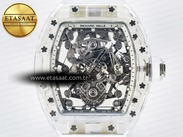 Richard Mille RM56-02 Şeffaf Tourbillon Beyaz Kauçuk Eta Saat - Görsel 3 - 1:1 Süper Klon Saat