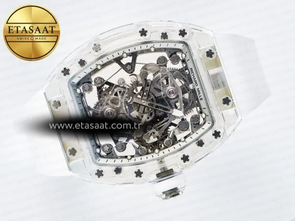 Richard Mille RM56-02 Şeffaf Tourbillon Beyaz Kauçuk Eta Saat - Görsel 7 - 1:1 Süper Klon Saat