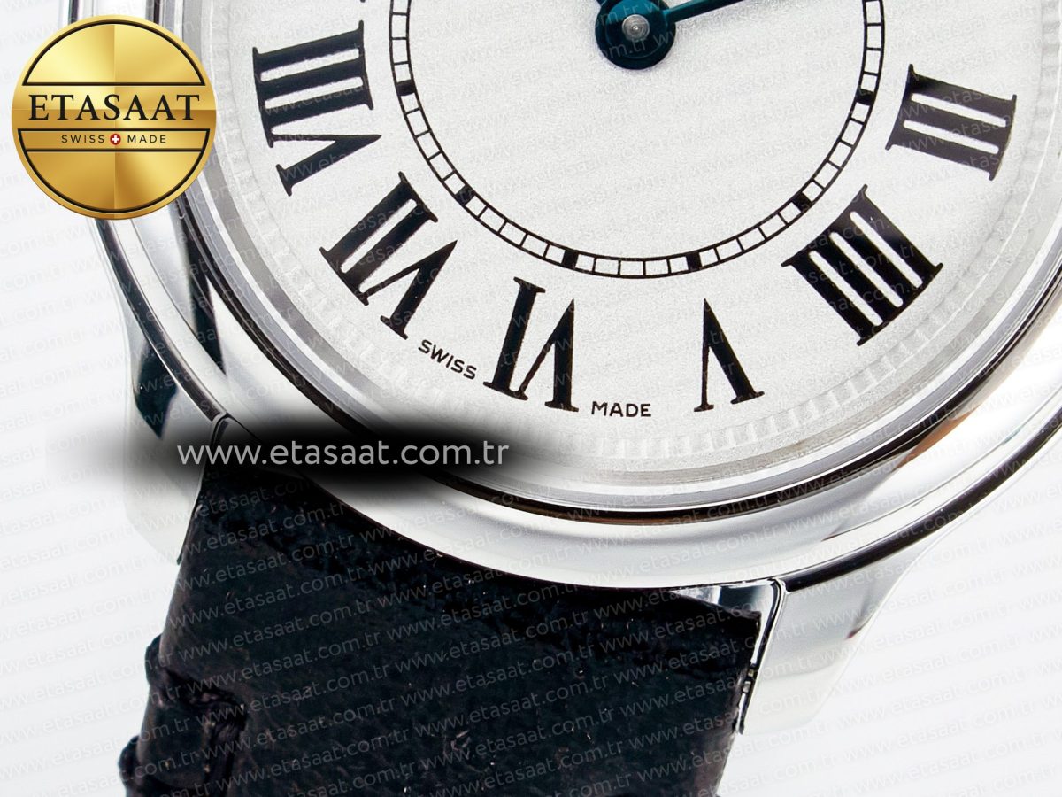 Cartier Ronde De Cartier 29mm DRF 1:1 Best Edition Sandblasted Silver-Plated White Dial on Black Leather Strap Ronda Quartz - Görsel 11