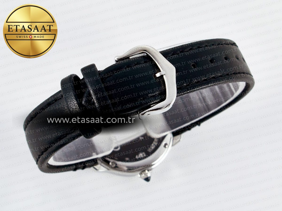 Cartier Ronde De Cartier 29mm DRF 1:1 Best Edition Sandblasted Silver-Plated White Dial on Black Leather Strap Ronda Quartz - Görsel 14