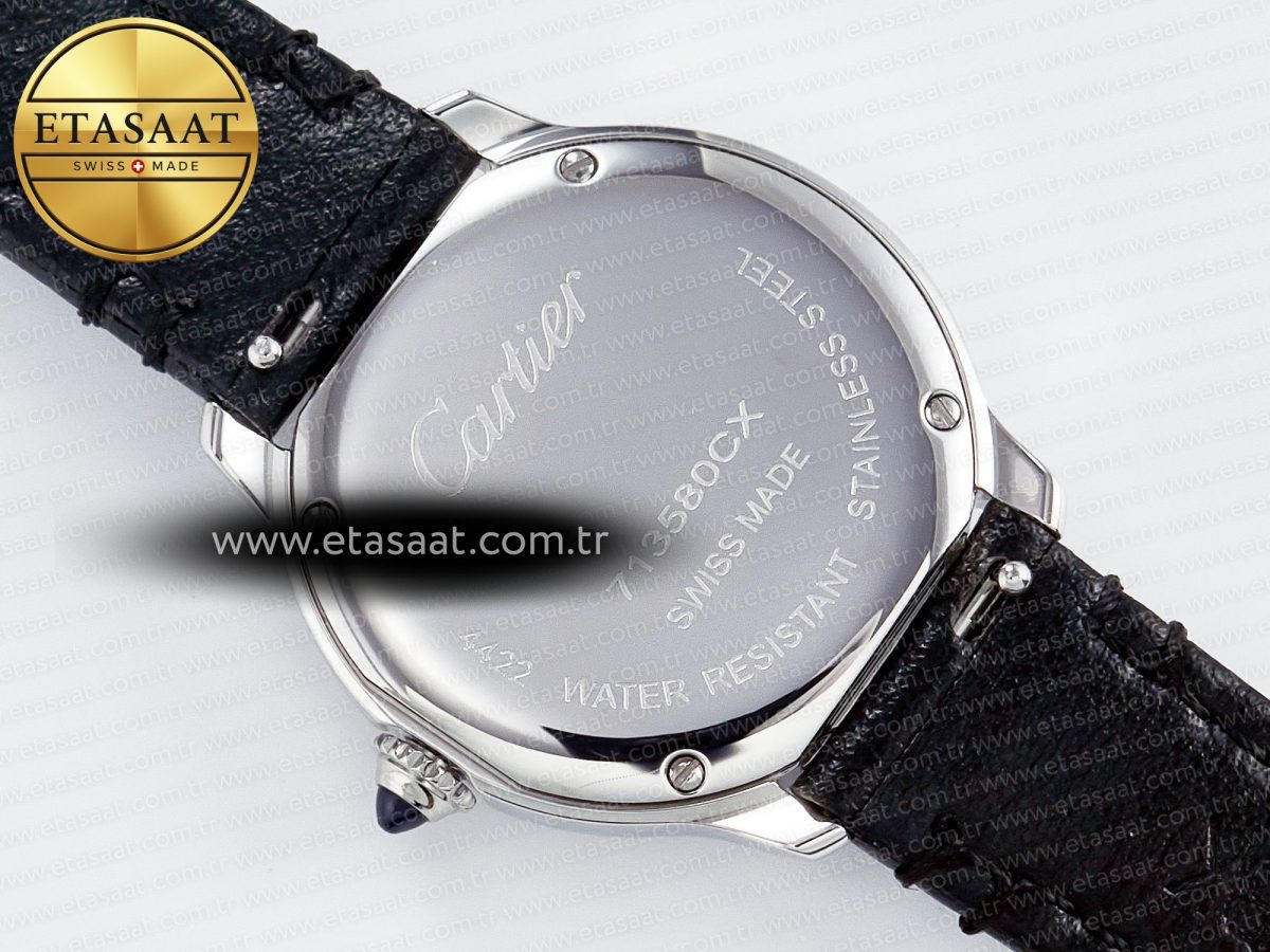Cartier Ronde De Cartier 29mm DRF 1:1 Best Edition Sandblasted Silver-Plated White Dial on Black Leather Strap Ronda Quartz - Görsel 15
