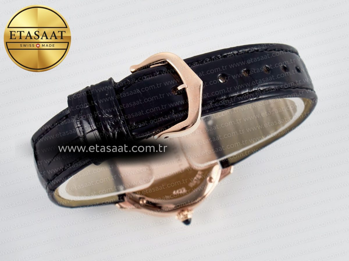 Cartier Ronde De Cartier 29mm RG DRF 1:1 Best Edition Sandblasted Silver-Plated White Dial on Black Leather Strap Ronda Quartz - Görsel 14