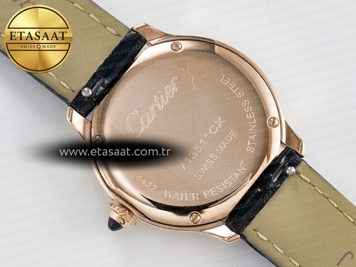 Cartier Ronde De Cartier 29mm RG DRF 1:1 Best Edition Sandblasted Silver-Plated White Dial on Black Leather Strap Ronda Quartz - Görsel 15