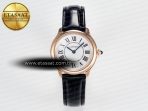 Cartier Ronde De Cartier 29mm RG DRF 1:1 Best Edition Sandblasted Silver-Plated White Dial on Black Leather Strap Ronda Quartz - Görsel 3