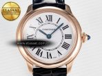 Cartier Ronde De Cartier 29mm RG DRF 1:1 Best Edition Sandblasted Silver-Plated White Dial on Black Leather Strap Ronda Quartz - Görsel 4