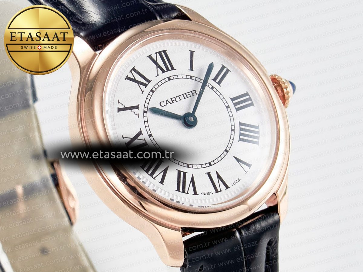 Cartier Ronde De Cartier 29mm RG DRF 1:1 Best Edition Sandblasted Silver-Plated White Dial on Black Leather Strap Ronda Quartz - Görsel 5