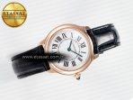Cartier Ronde De Cartier 29mm RG DRF 1:1 Best Edition Sandblasted Silver-Plated White Dial on Black Leather Strap Ronda Quartz - Görsel 8