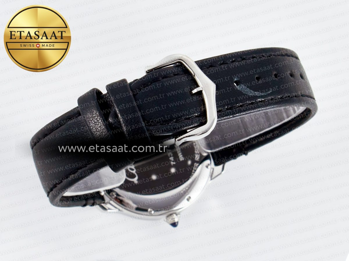 Cartier Ronde De Cartier 36mm DRF 1:1 Best Edition Sandblasted Silver-Plated White Dial on Black Leather Strap Ronda Quartz - Görsel 14