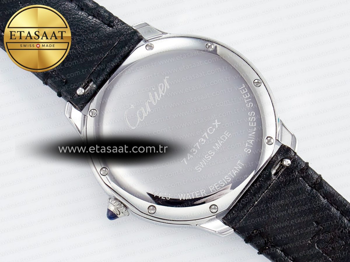 Cartier Ronde De Cartier 36mm DRF 1:1 Best Edition Sandblasted Silver-Plated White Dial on Black Leather Strap Ronda Quartz - Görsel 15