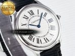 Cartier Ronde De Cartier 36mm DRF 1:1 Best Edition Sandblasted Silver-Plated White Dial on Black Leather Strap Ronda Quartz - Görsel 5