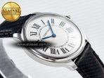 Cartier Ronde De Cartier 36mm DRF 1:1 Best Edition Sandblasted Silver-Plated White Dial on Black Leather Strap Ronda Quartz - Görsel 7
