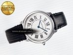 Cartier Ronde De Cartier 36mm DRF 1:1 Best Edition Sandblasted Silver-Plated White Dial on Black Leather Strap Ronda Quartz - Görsel 8
