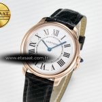 Cartier Ronde De Cartier 36mm RG DRF 1:1 Best Edition Sandblasted Silver-Plated White Dial on Black Leather Strap Ronda Quartz