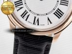 Cartier Ronde De Cartier 36mm RG DRF 1:1 Best Edition Sandblasted Silver-Plated White Dial on Black Leather Strap Ronda Quartz - Görsel 11