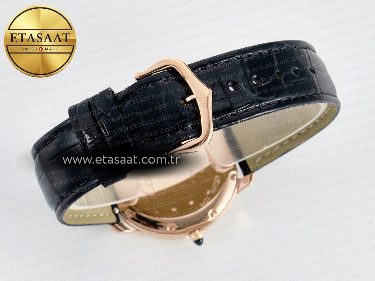 Cartier Ronde De Cartier 36mm RG DRF 1:1 Best Edition Sandblasted Silver-Plated White Dial on Black Leather Strap Ronda Quartz - Görsel 14