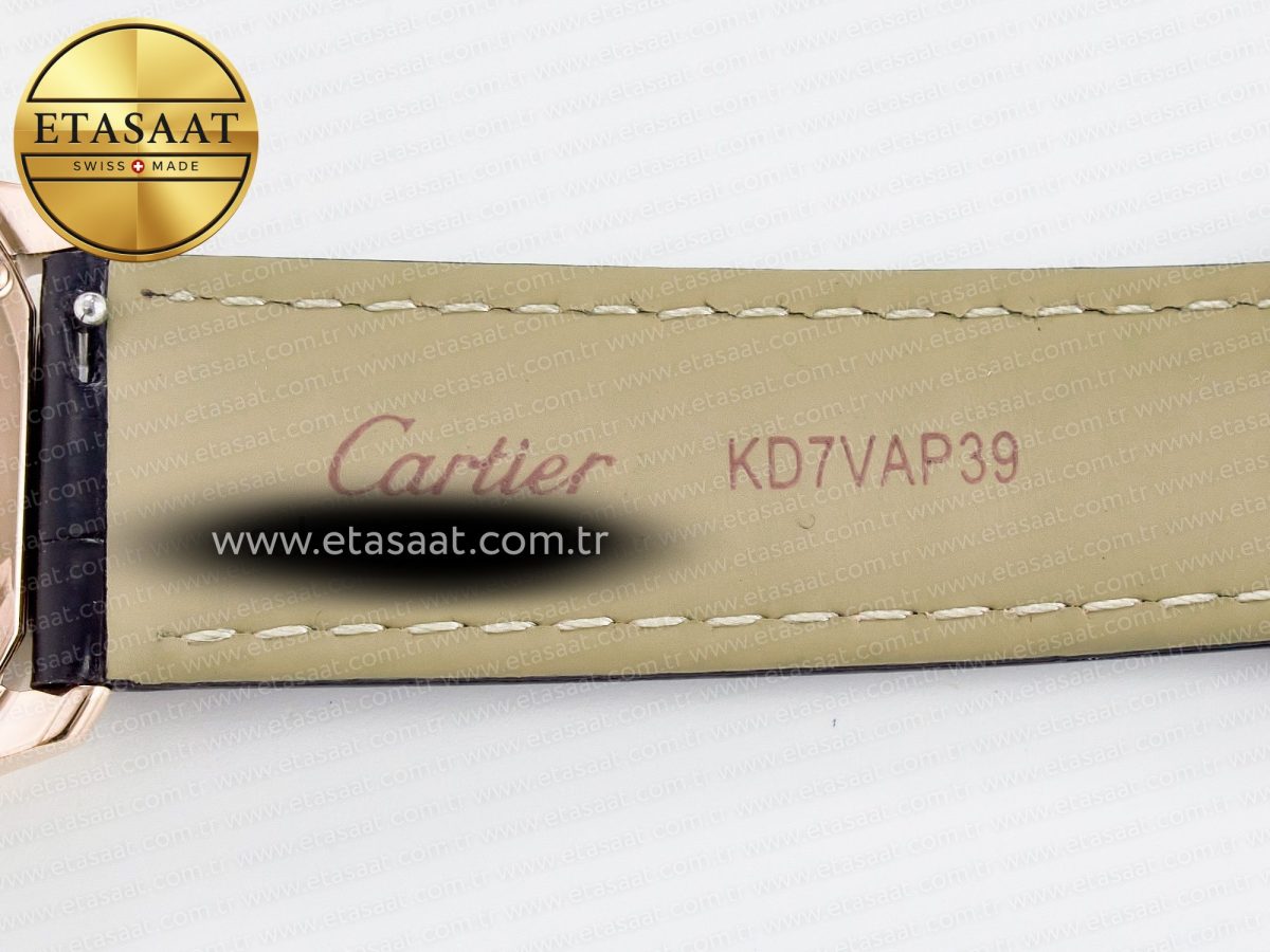 Cartier Ronde De Cartier 36mm RG DRF 1:1 Best Edition Sandblasted Silver-Plated White Dial on Black Leather Strap Ronda Quartz - Görsel 19