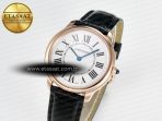 Cartier Ronde De Cartier 36mm RG DRF 1:1 Best Edition Sandblasted Silver-Plated White Dial on Black Leather Strap Ronda Quartz - Görsel 2