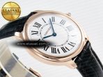 Cartier Ronde De Cartier 36mm RG DRF 1:1 Best Edition Sandblasted Silver-Plated White Dial on Black Leather Strap Ronda Quartz - Görsel 7