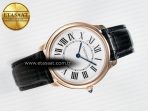 Cartier Ronde De Cartier 36mm RG DRF 1:1 Best Edition Sandblasted Silver-Plated White Dial on Black Leather Strap Ronda Quartz - Görsel 8