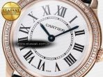 Cartier Ronde Louis Cartier 29mm RG DRF 1:1 Best Edition Sandblasted Beige Dial Diamonds Bezel on Black Leather Strap Ronda Quartz - Görsel 10
