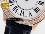 Cartier Ronde Louis Cartier 29mm RG DRF 1:1 Best Edition Sandblasted Beige Dial Diamonds Bezel on Black Leather Strap Ronda Quartz - Görsel 11