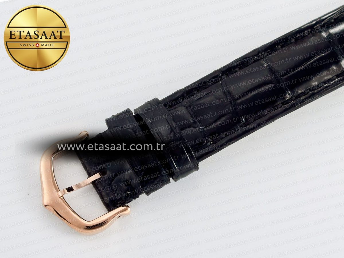 Cartier Ronde Louis Cartier 29mm RG DRF 1:1 Best Edition Sandblasted Beige Dial Diamonds Bezel on Black Leather Strap Ronda Quartz - Görsel 17