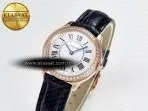 Cartier Ronde Louis Cartier 29mm RG DRF 1:1 Best Edition Sandblasted Beige Dial Diamonds Bezel on Black Leather Strap Ronda Quartz - Görsel 2