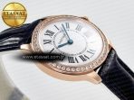 Cartier Ronde Louis Cartier 29mm RG DRF 1:1 Best Edition Sandblasted Beige Dial Diamonds Bezel on Black Leather Strap Ronda Quartz - Görsel 7